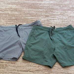 Set of Two J. Crew Olive Green & Navy / White Swim Shorts Size Medium